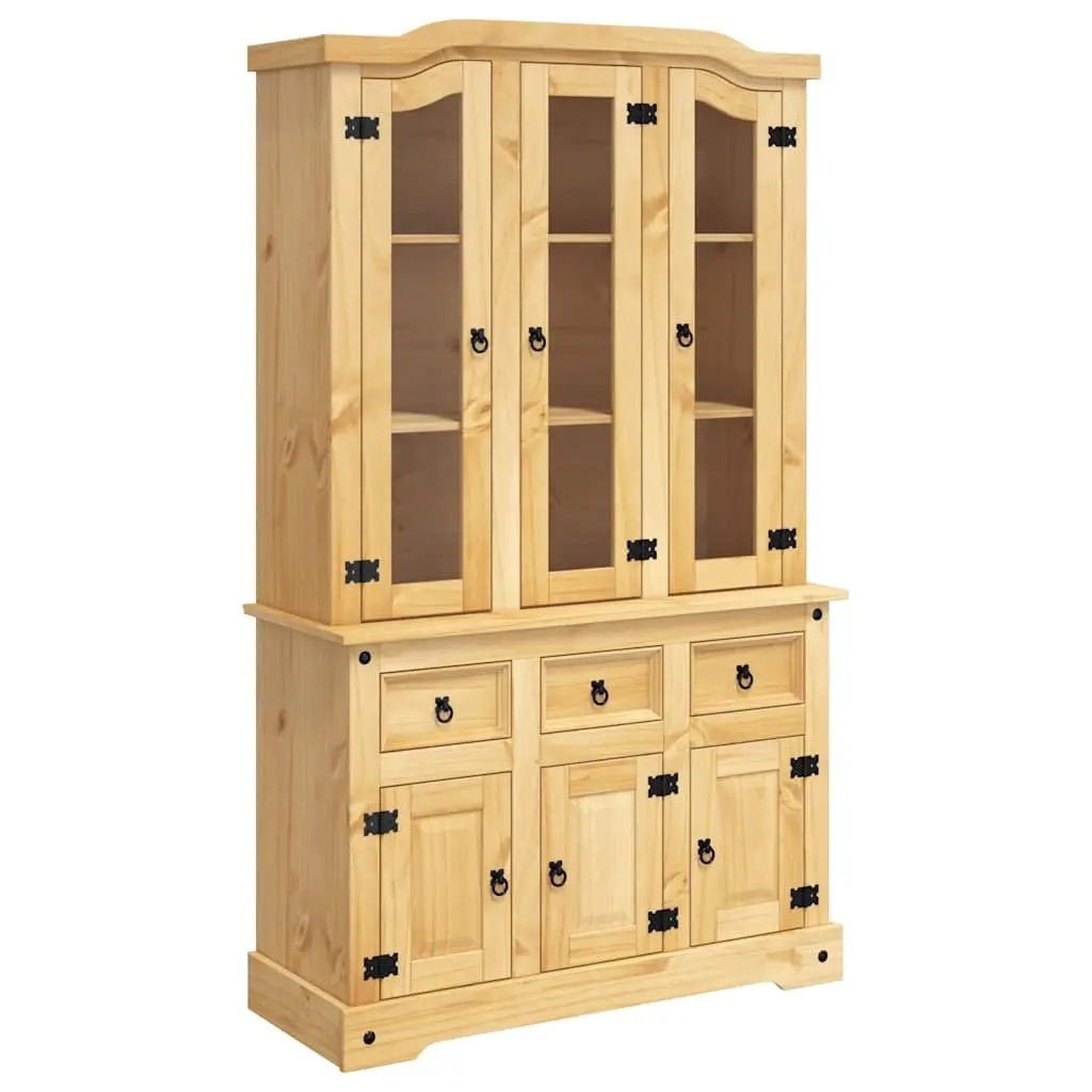 Highboard Corona Brown 112x43x196 cm Solid Wood Mexican Pine 355085 - Furniture