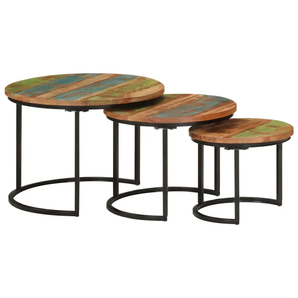 Nesting Tables 3 pcs Solid Wood Reclaimed 353902 - Furniture