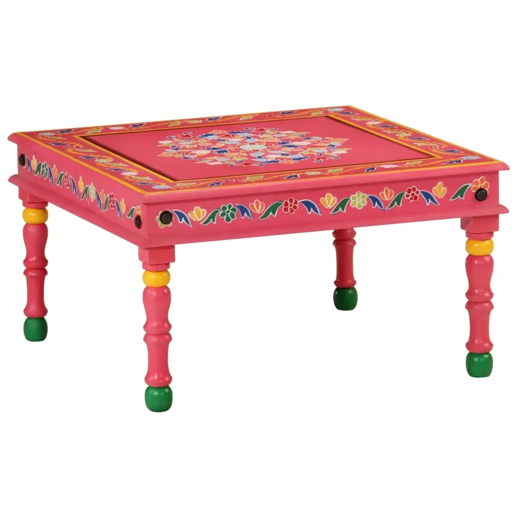 Coffee Table Pink Hand Painted Solid Wood Mango 353762 - Furniture