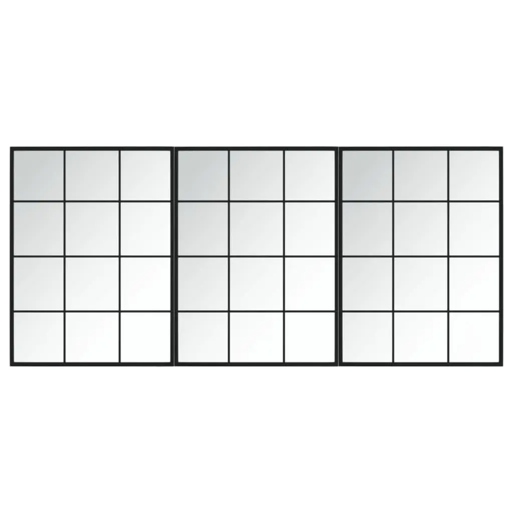 Wall Mirrors 3 pcs Black 80x60 cm Metal 3189033 - Home & Garden
