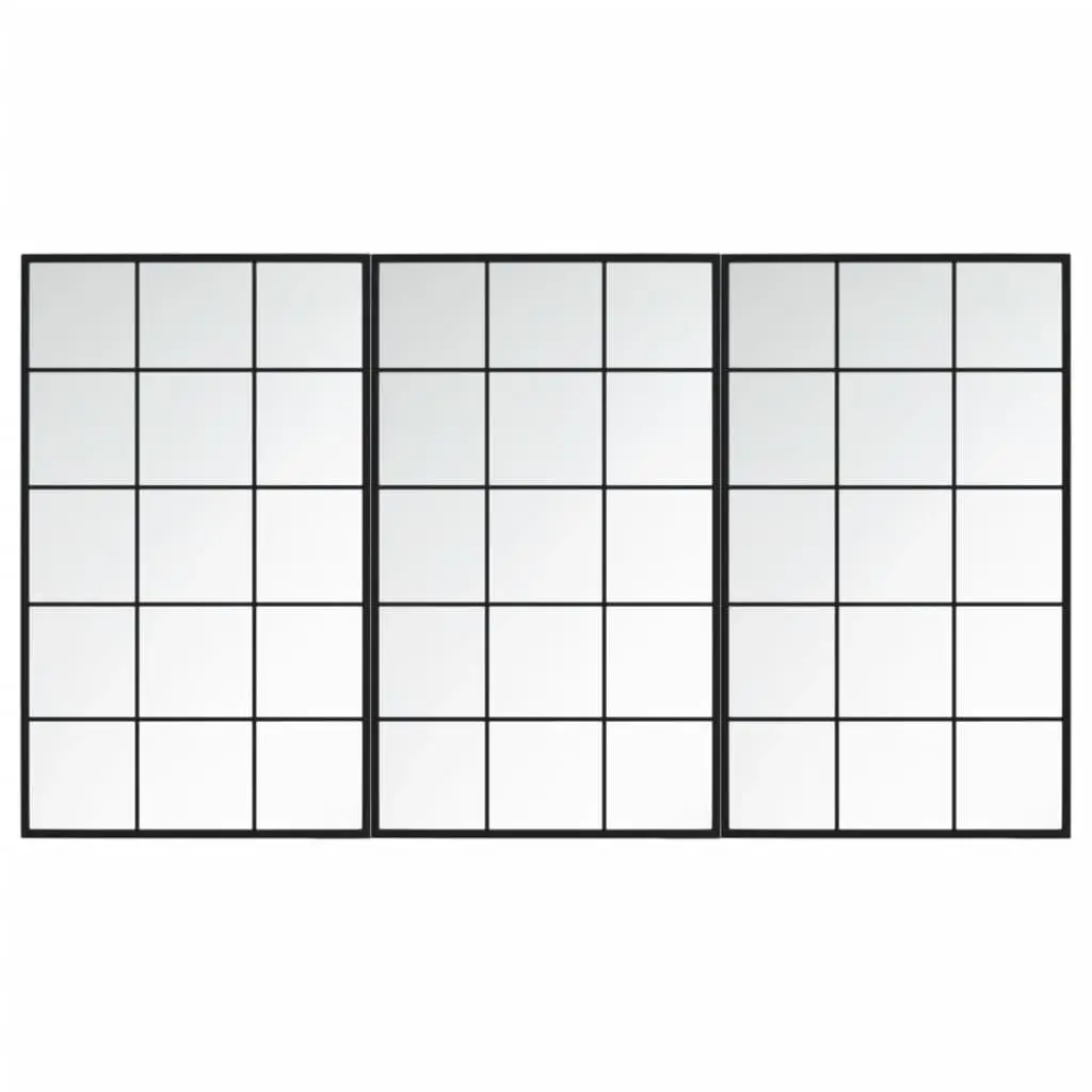 Wall Mirrors 3 pcs Black 100x60 cm Metal 3189036 - Home & Garden
