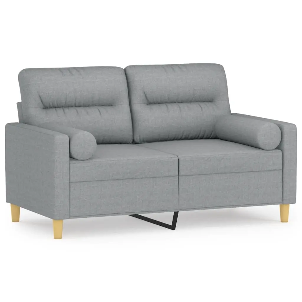 2-Seater Sofa with Throw Pillows Light Grey 120 cm Fabric 3200813