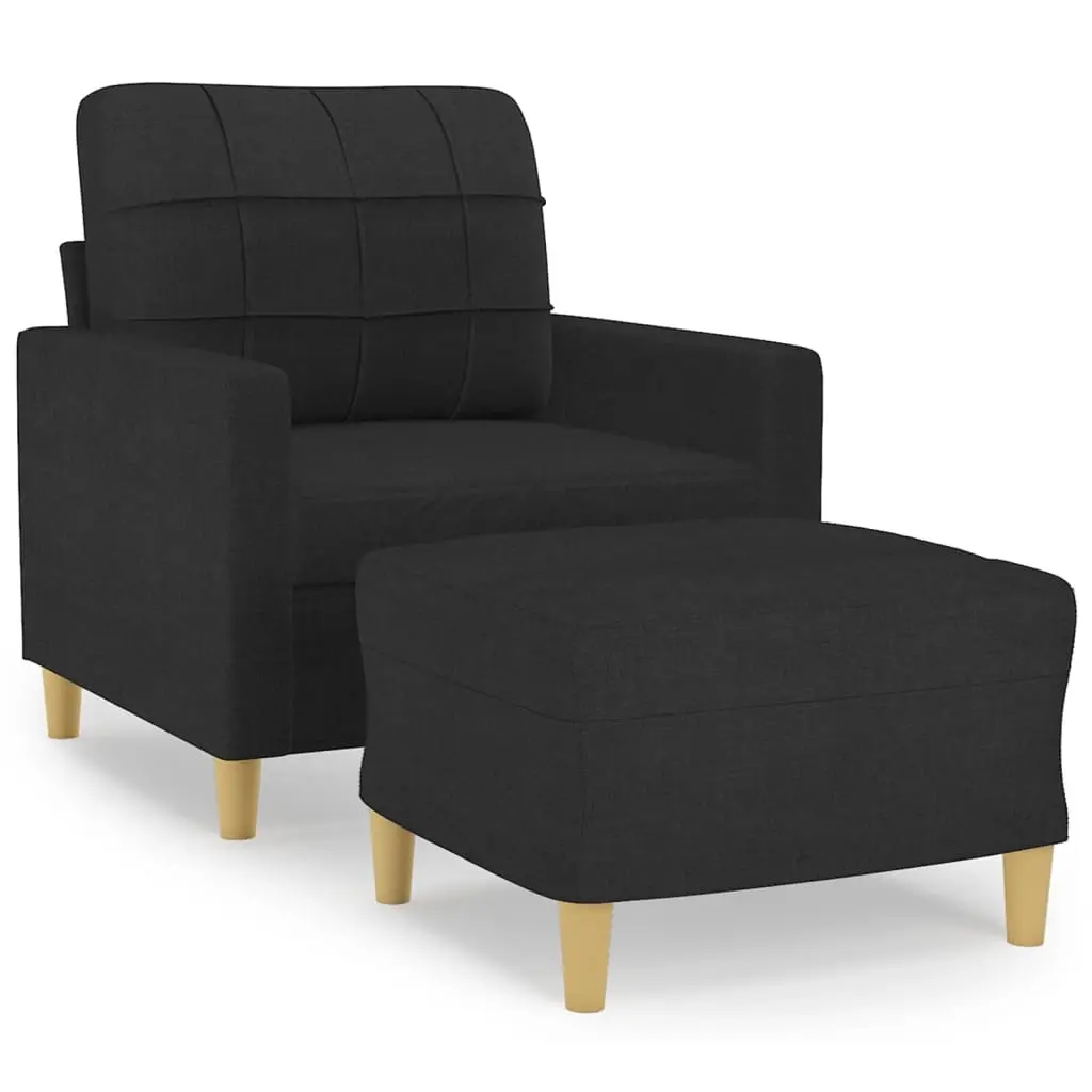 Sofa Chair with Footstool Black 60 cm Fabric 3200997 - Furniture