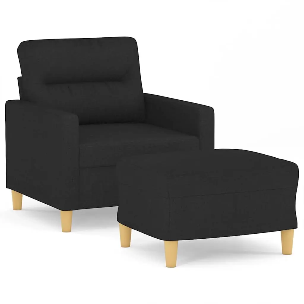 Sofa Chair with Footstool Black 60 cm Fabric 3201069 - Furniture