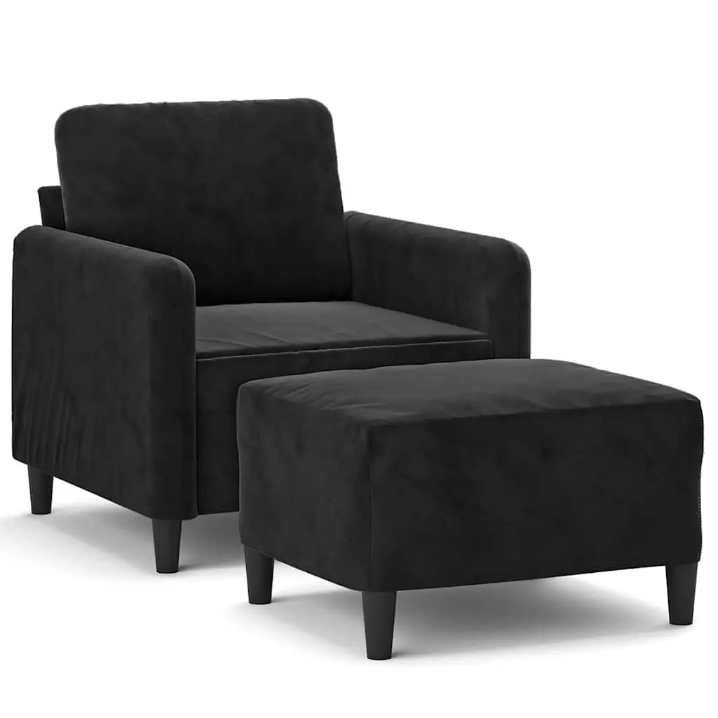 Sofa Chair with Footstool Black 60 cm Velvet 3201169 - Furniture