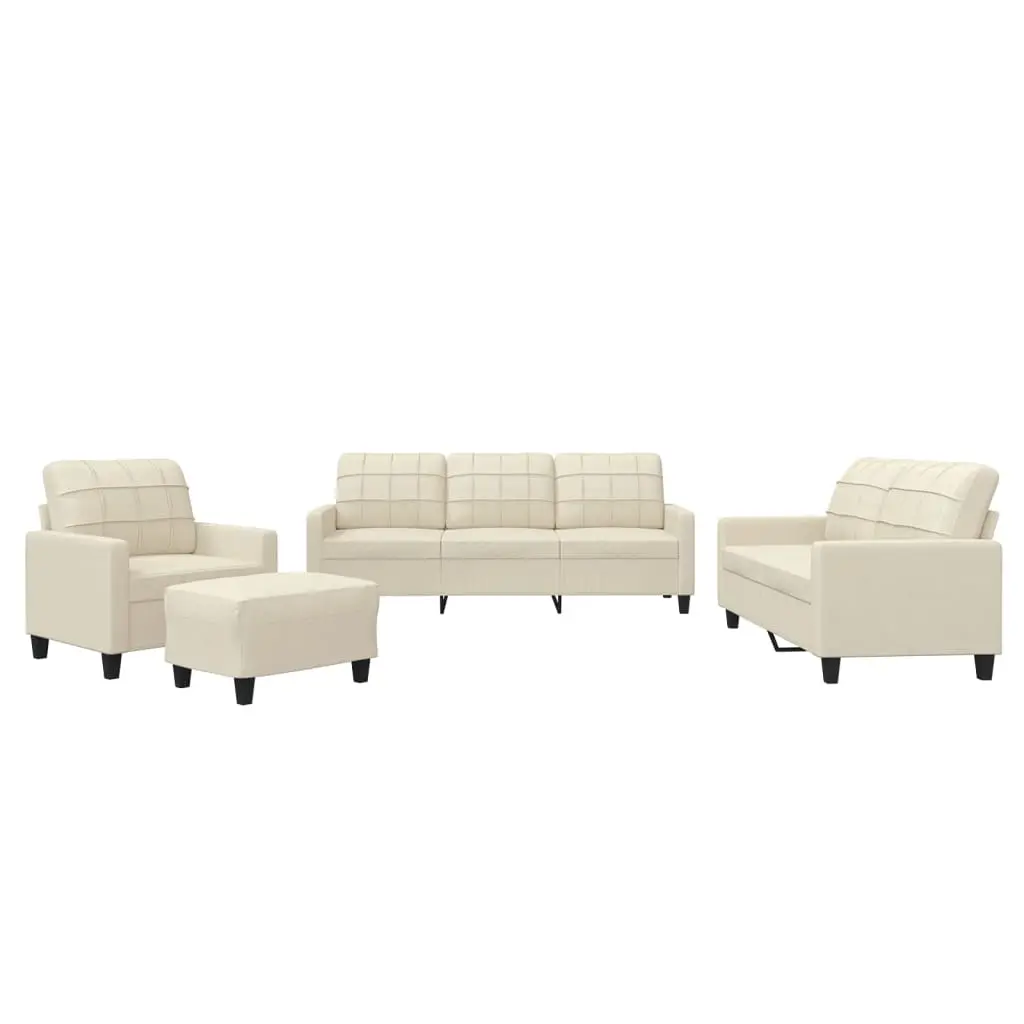 4 Piece Sofa Set with Cushions Cream Faux Leather 3201344 - Furniture