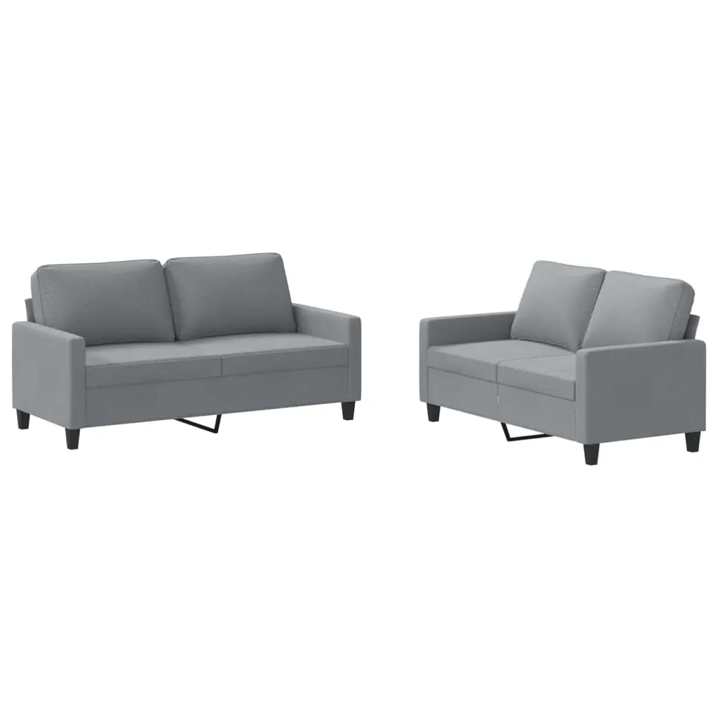 2 Piece Sofa Set with Cushions Light Grey Fabric 3201444 - Furniture