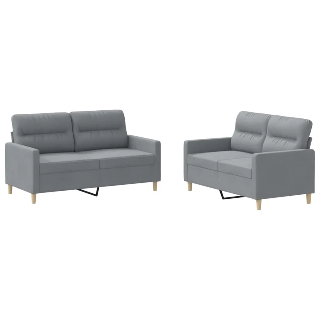 2 Piece Sofa Set with Cushions Light Grey Fabric 3201568 - Furniture