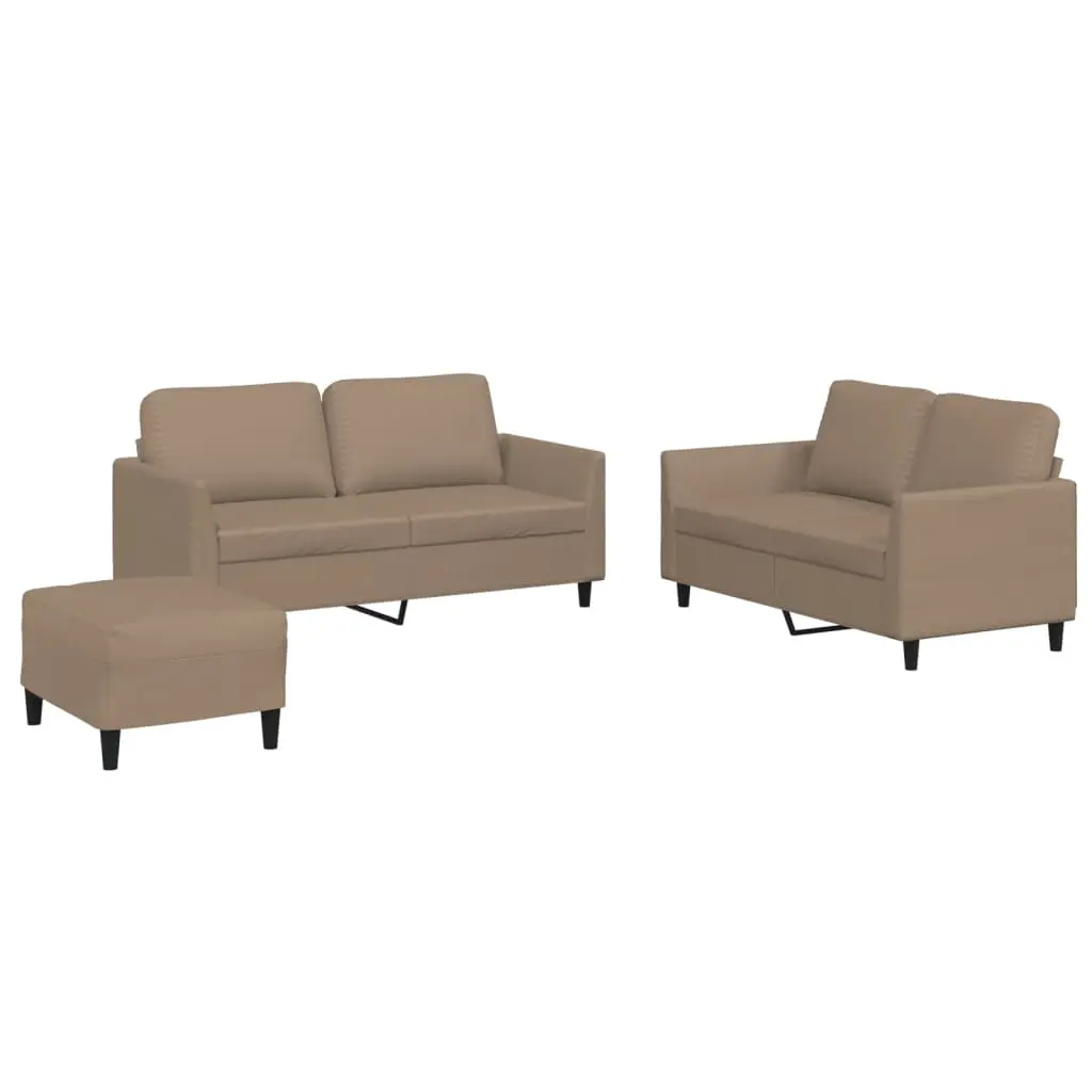 3 Piece Sofa Set with Cushions Cappuccino Faux Leather 3201759 - Furniture