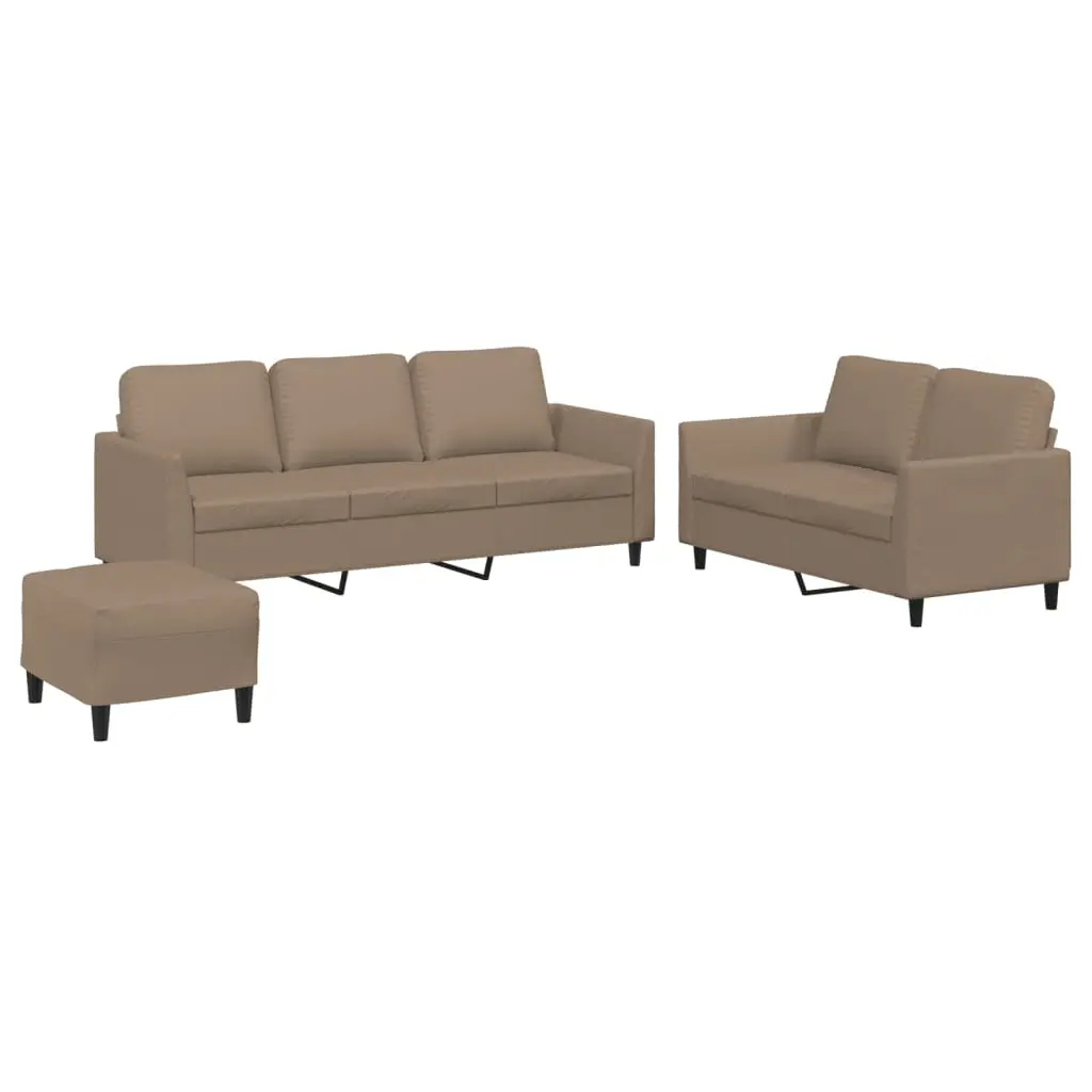 3 Piece Sofa Set with Cushions Cappuccino Faux Leather 3201769 - Furniture