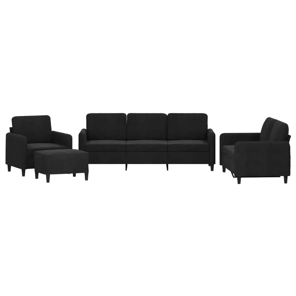 4 Piece Sofa Set Black Velvet 3201949 - Furniture