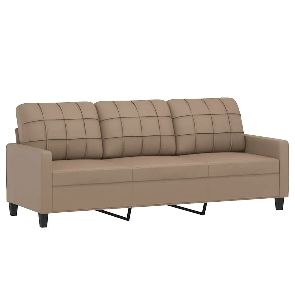 3-Seater Sofa Cappuccino 180 cm Faux Leather 359126