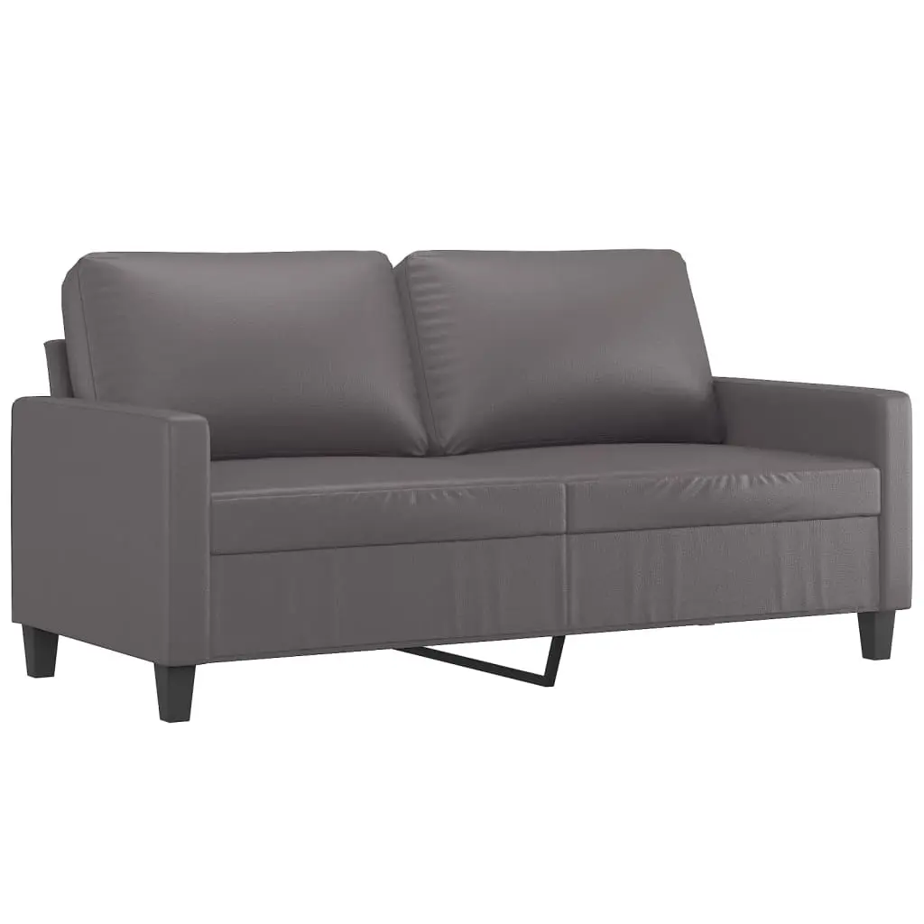 2-Seater Sofa Grey 140 cm Faux Leather 359139