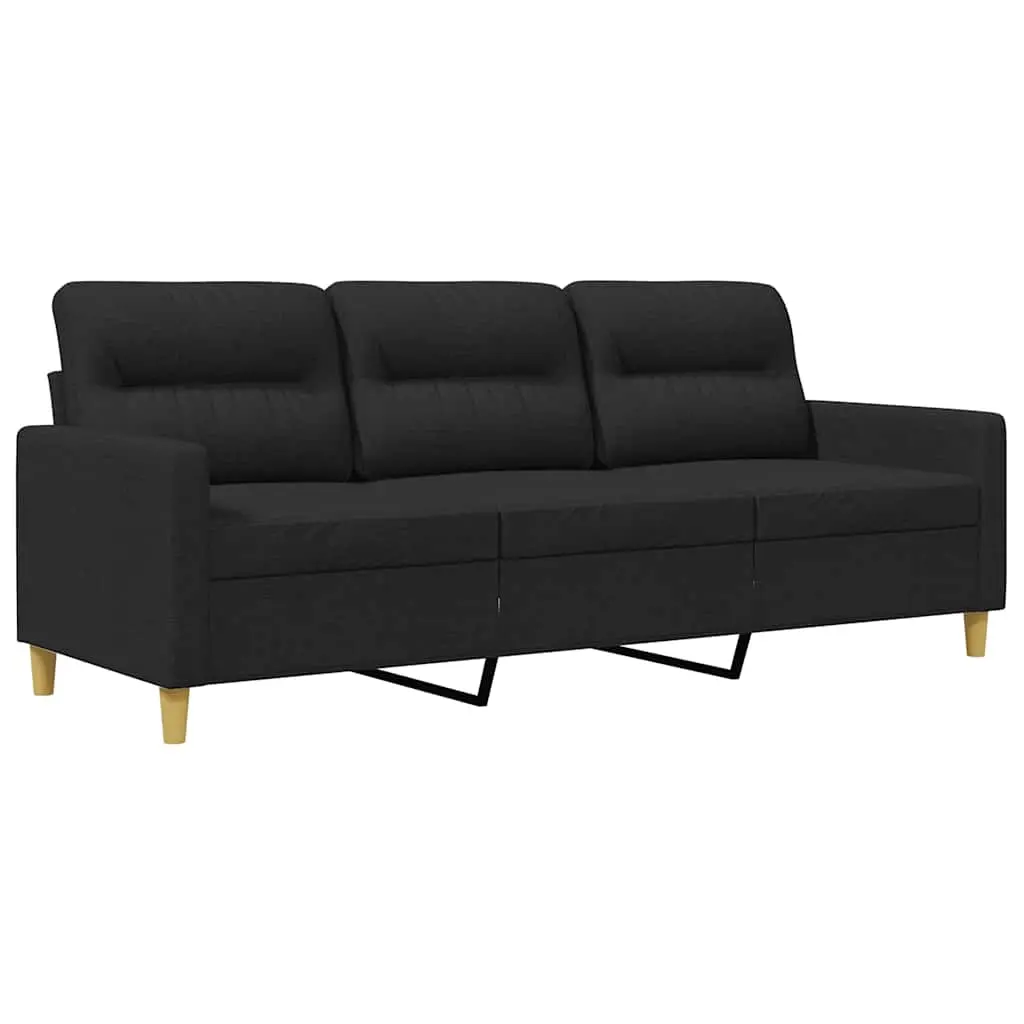 3-Seater Sofa Black 180 cm Fabric 359247