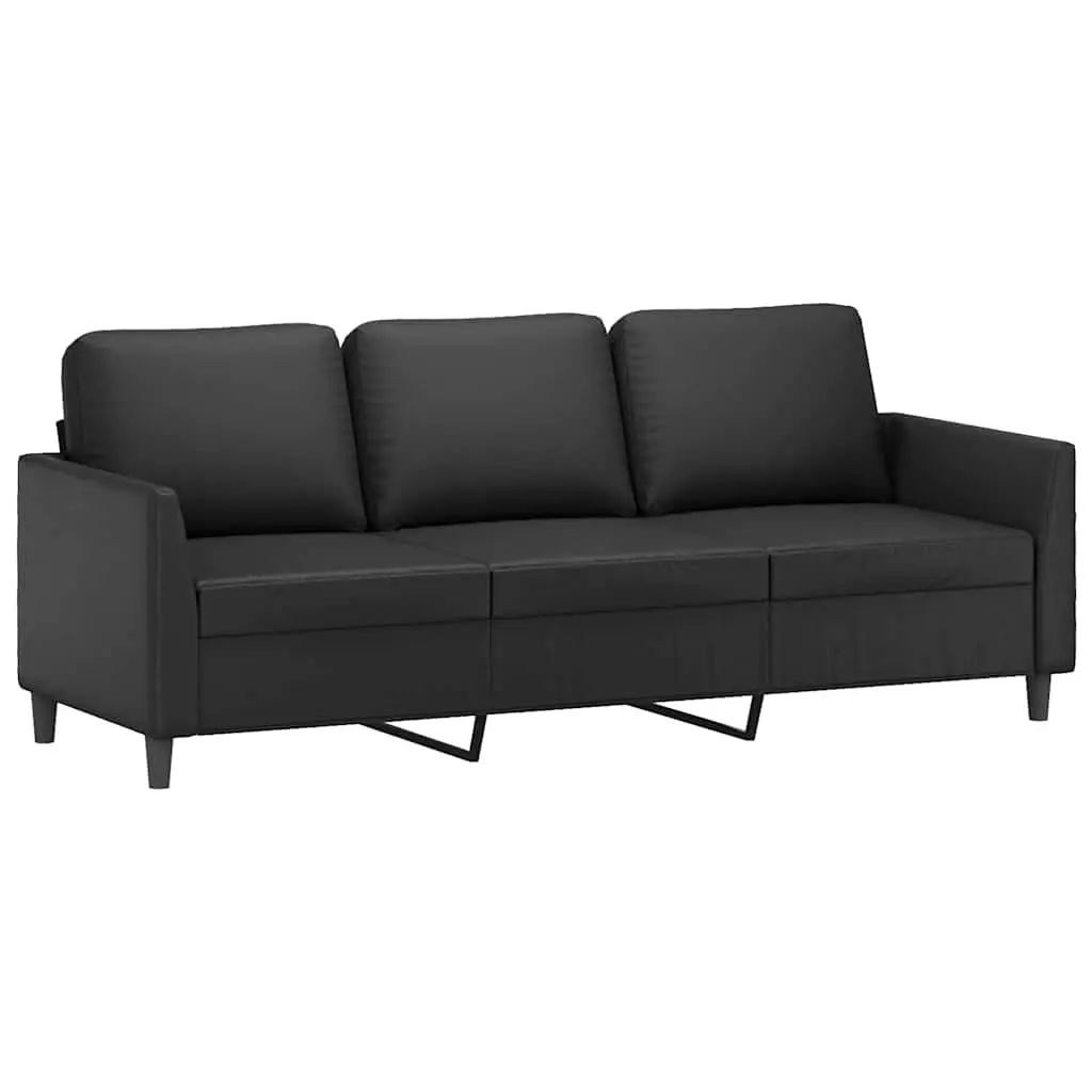 3-Seater Sofa Black 180 cm Faux Leather 359338