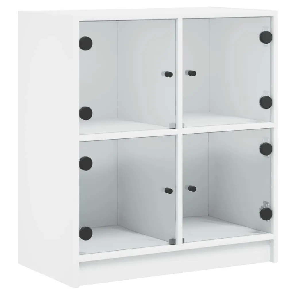Side Cabinet with Glass Doors White 68x37x75.5 cm 836378 - Furniture