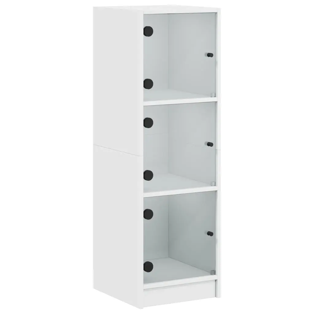 Highboard with Glass Doors White 35x37x109 cm 836385 - Furniture