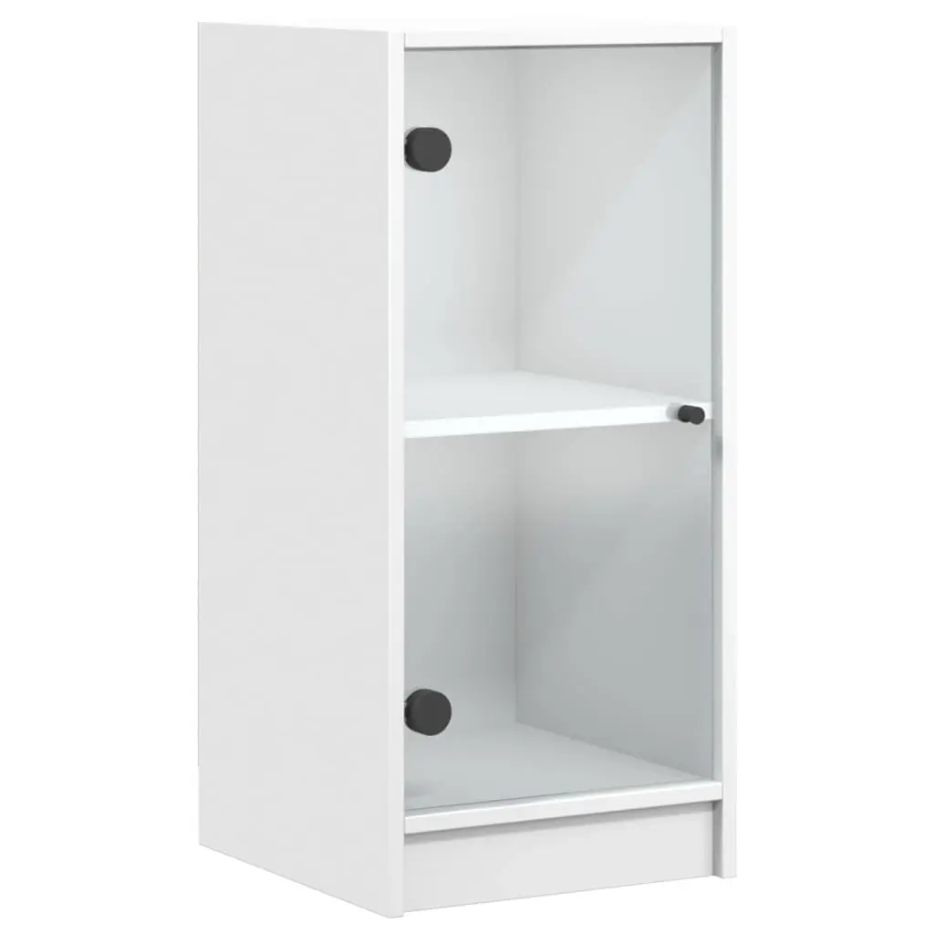 Side Cabinet with Glass Doors White 35x37x75.5 cm 836399 - Furniture