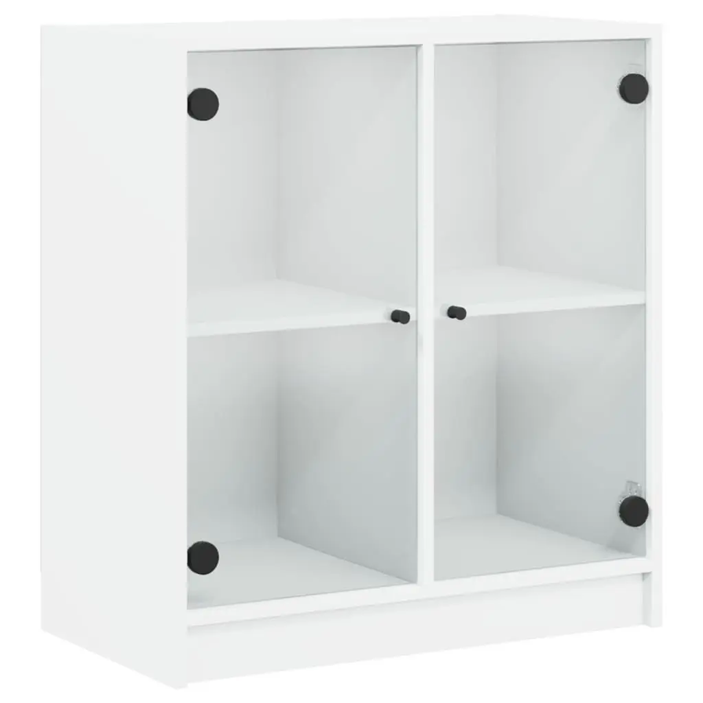 Side Cabinet with Glass Doors White 68x37x75.5 cm 836420 - Furniture