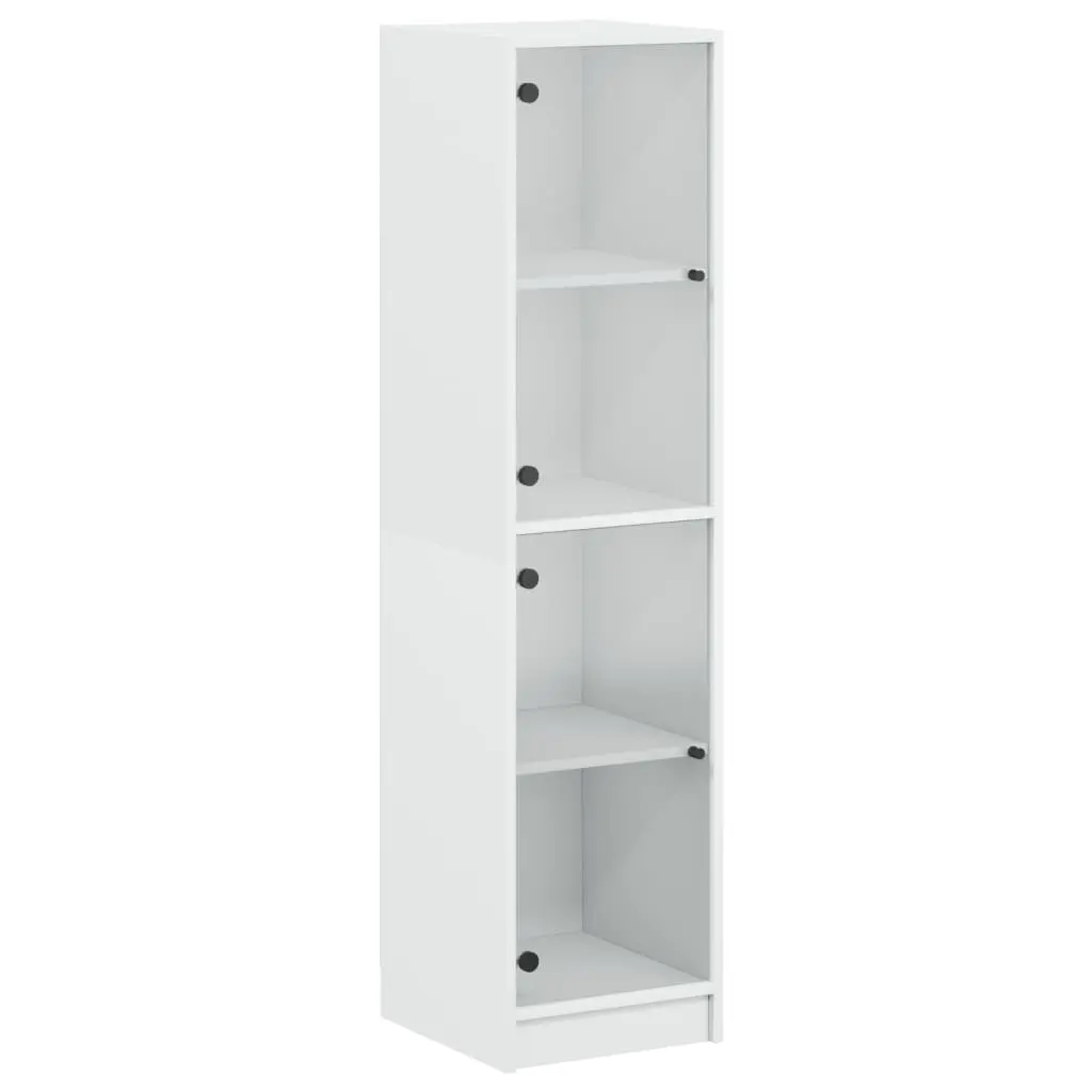 Highboard with Glass Doors White 35x37x142 cm 836434 - Furniture