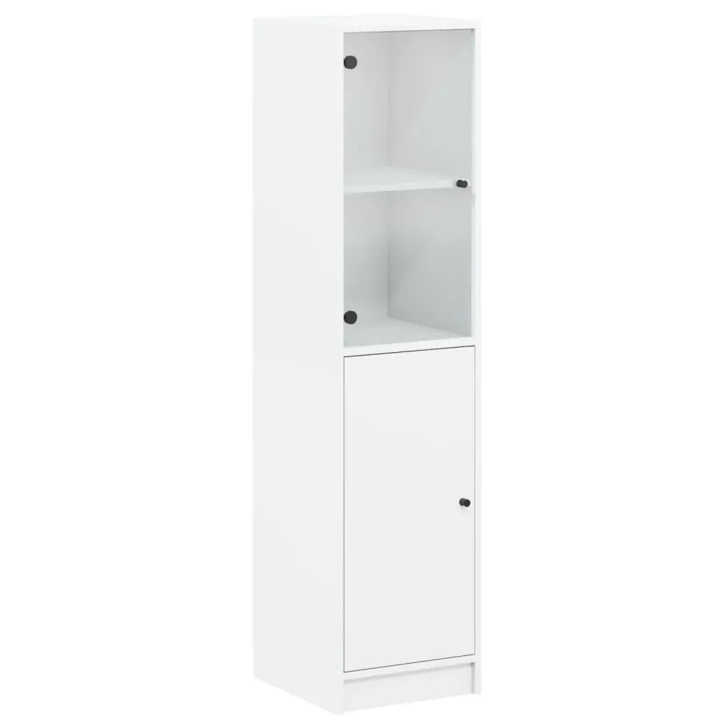 Highboard with Glass Door White 35x37x142 cm 836441 - Furniture