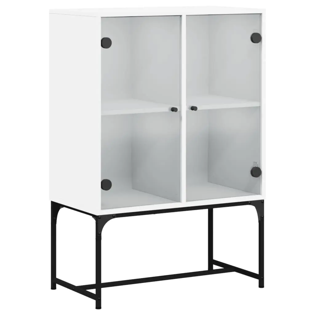 Side Cabinet with Glass Doors White 69x37x100 cm 836546 - Furniture