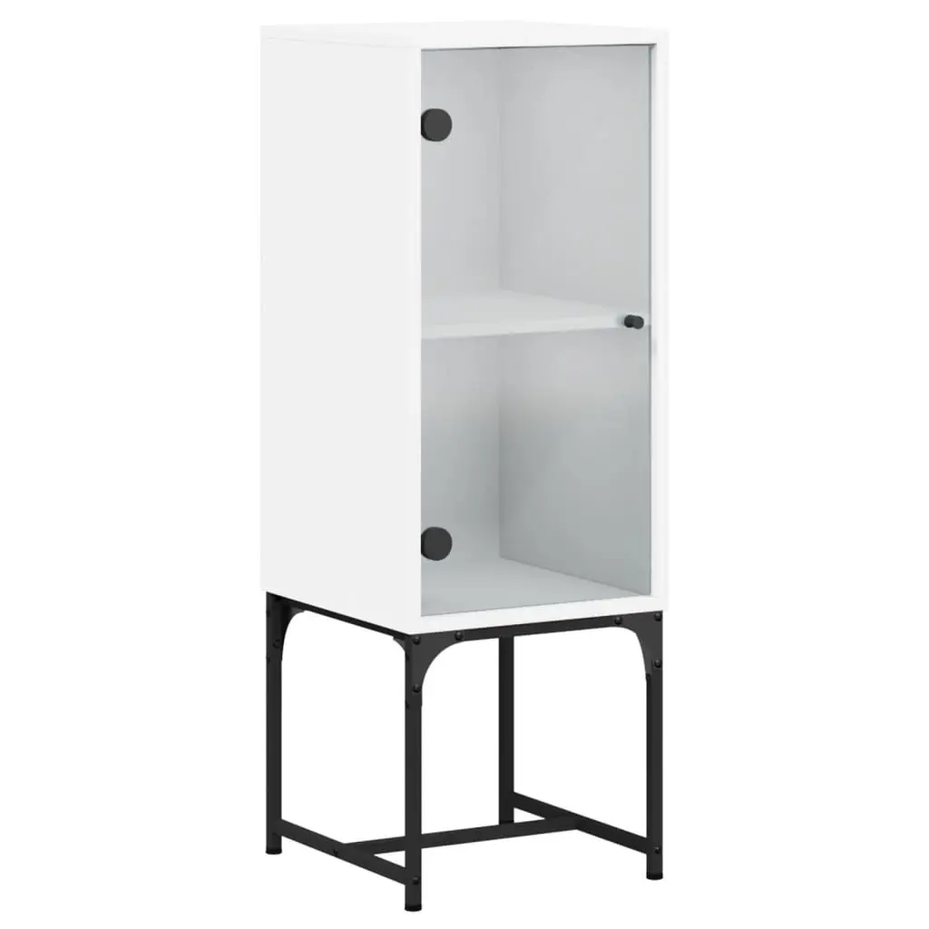 Side Cabinet with Glass Doors White 35x37x100 cm 836553 - Furniture