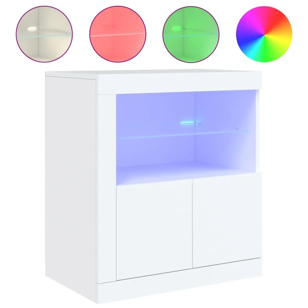Sideboard with LED Lights White 60.5x37x67 cm 836616 - Furniture
