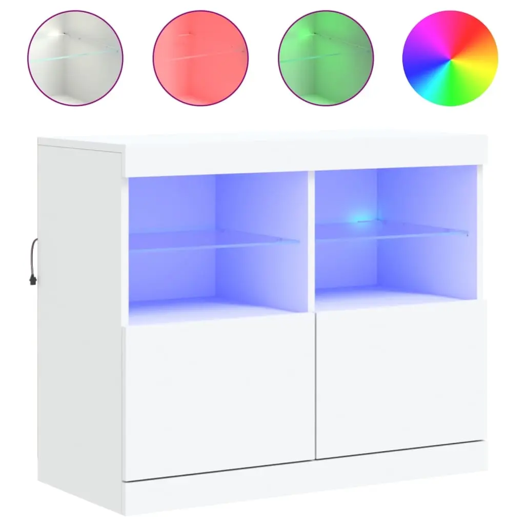 Sideboard with LED Lights White 81x37x67 cm 836658 - Furniture
