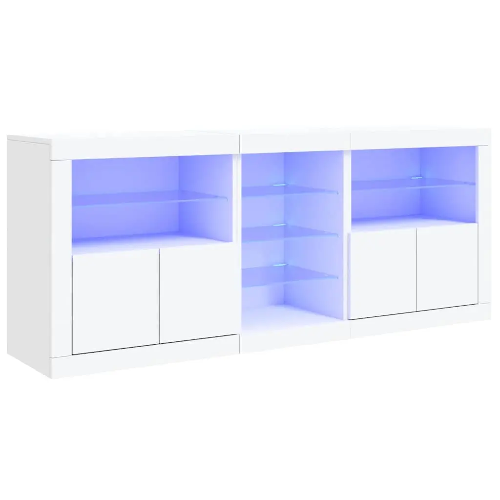 Sideboard with LED Lights White 181.5x37x67 cm 3209037 - Furniture