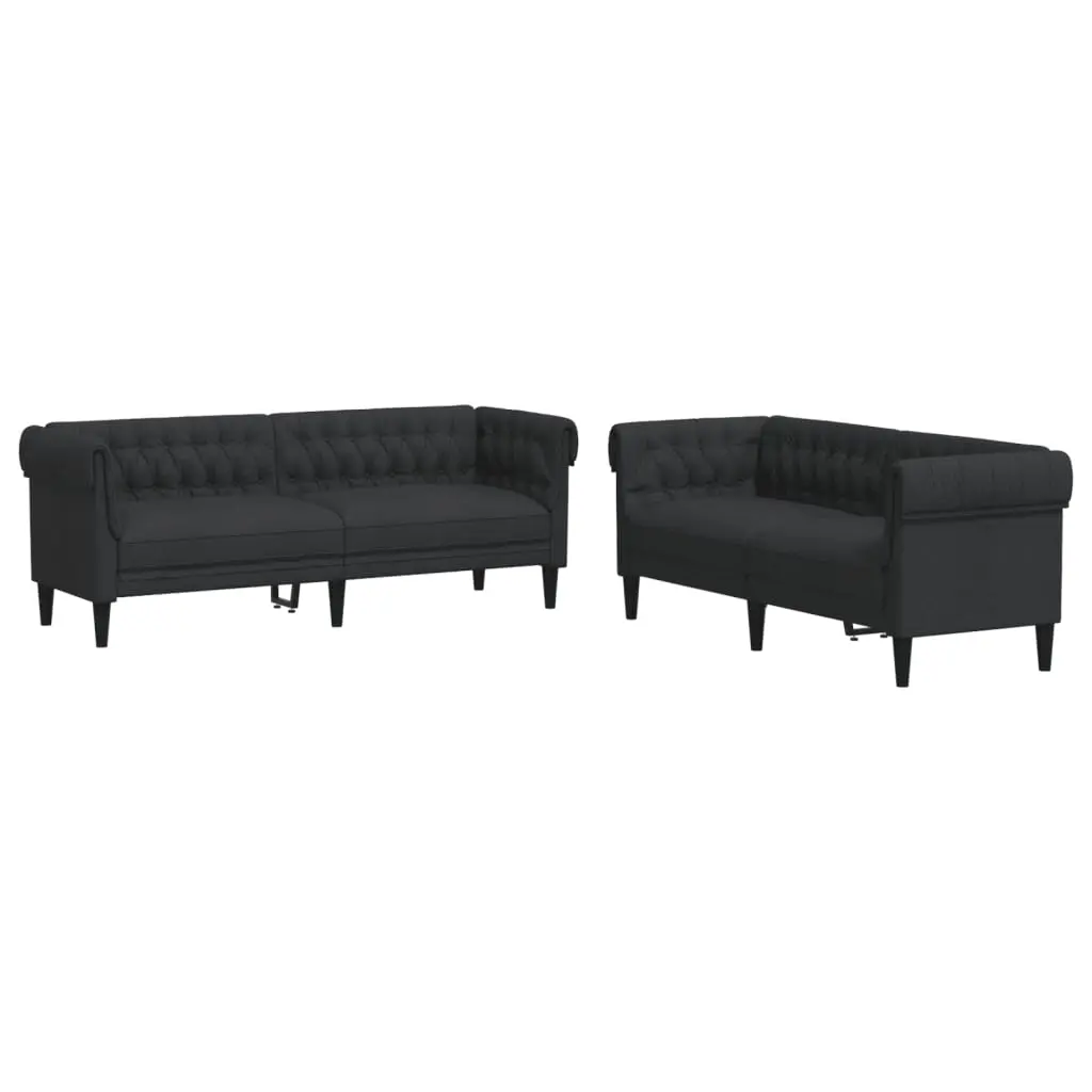 2 Piece Sofa Set Black Fabric 3209202 - Furniture
