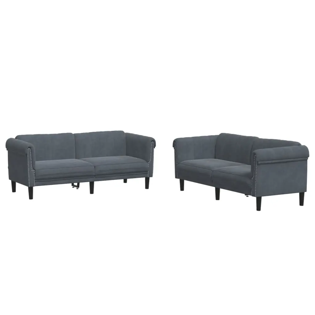 2 Piece Sofa Set Dark Grey Velvet 3209220 - Furniture