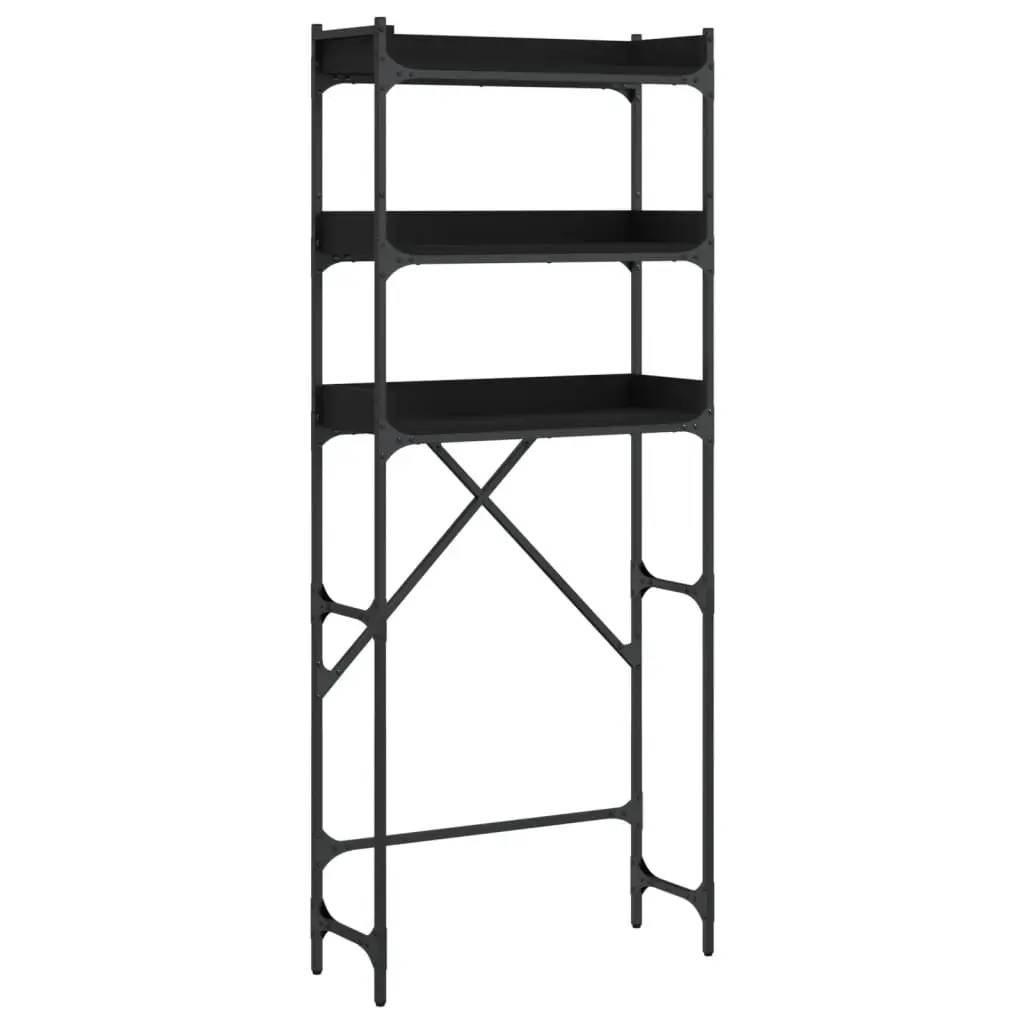 Washing Machine Shelf Black 67x25x163 cm Engineered Wood 838978 - Home & Garden