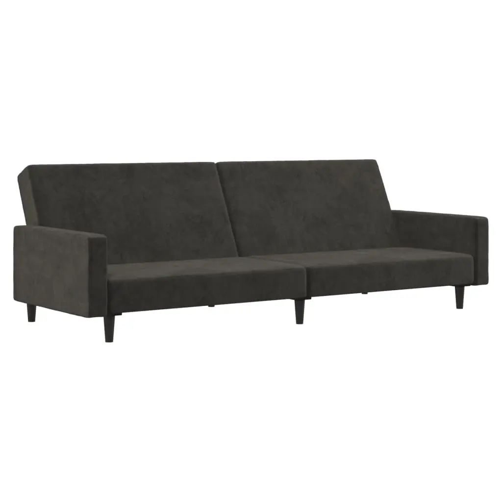 2-Seater Sofa Bed Dark Grey Velvet 375738