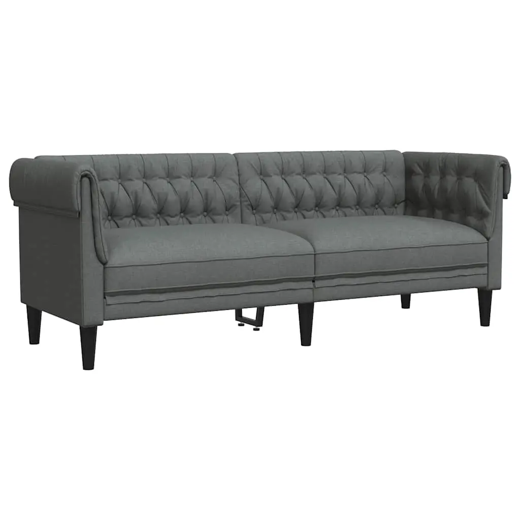 Chesterfield Sofa 3-Seater Dark Grey Fabric 372557