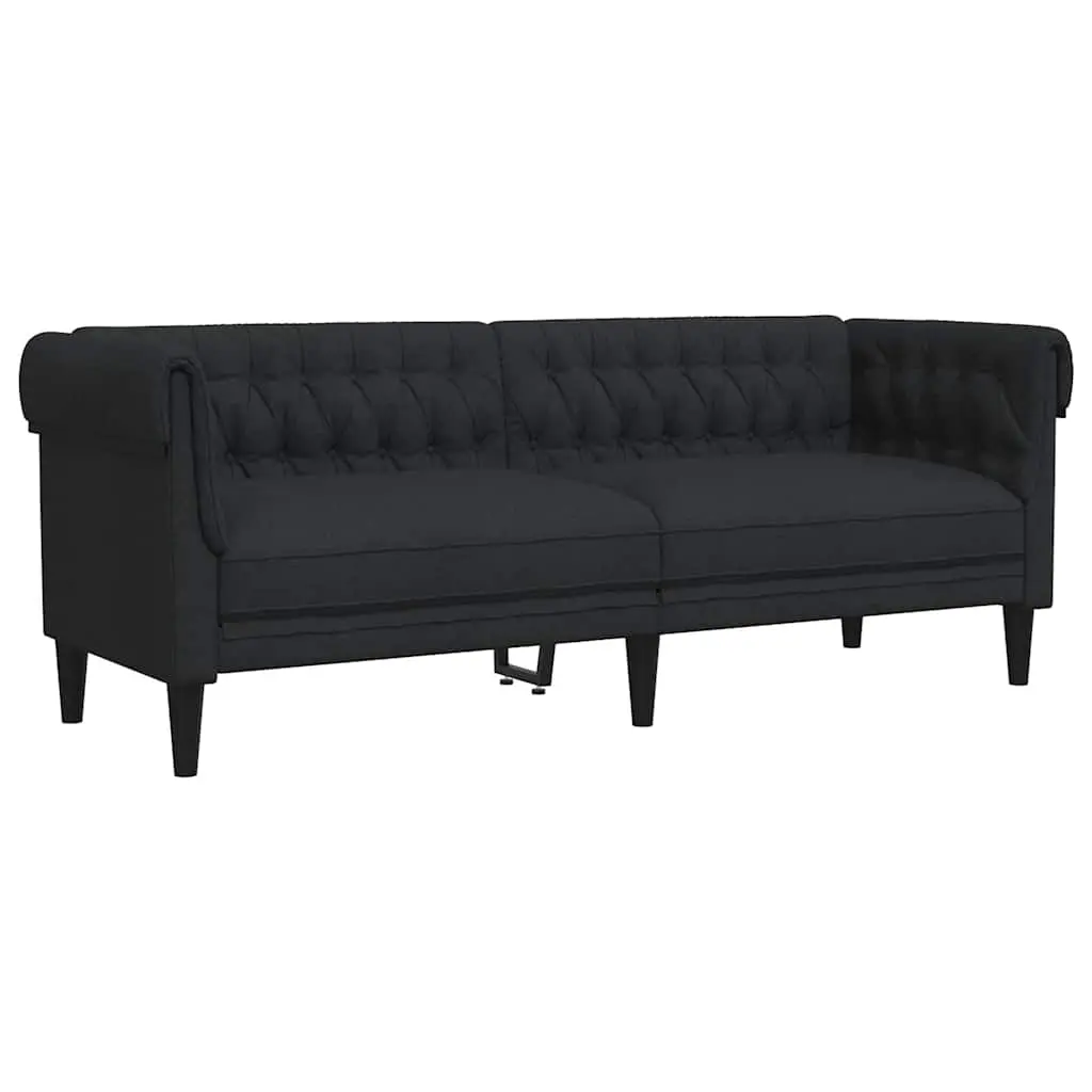 Chesterfield Sofa 3-Seater Black Fabric 372558