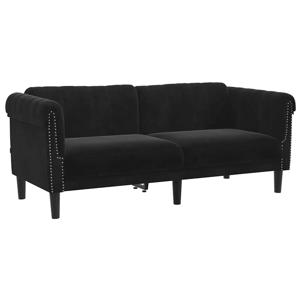 Sofa 2-Seater Black Velvet 372580