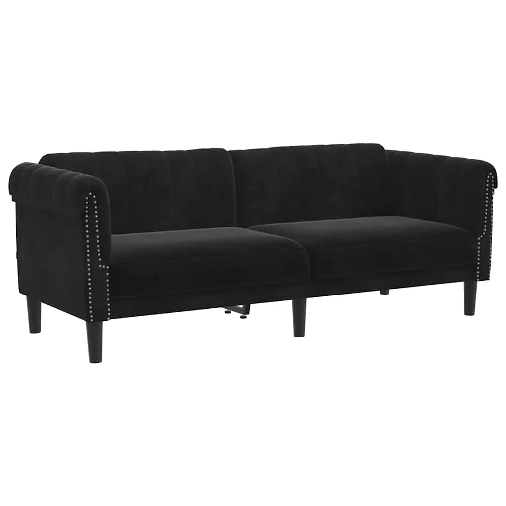 Sofa 3-Seater Black Velvet 372590