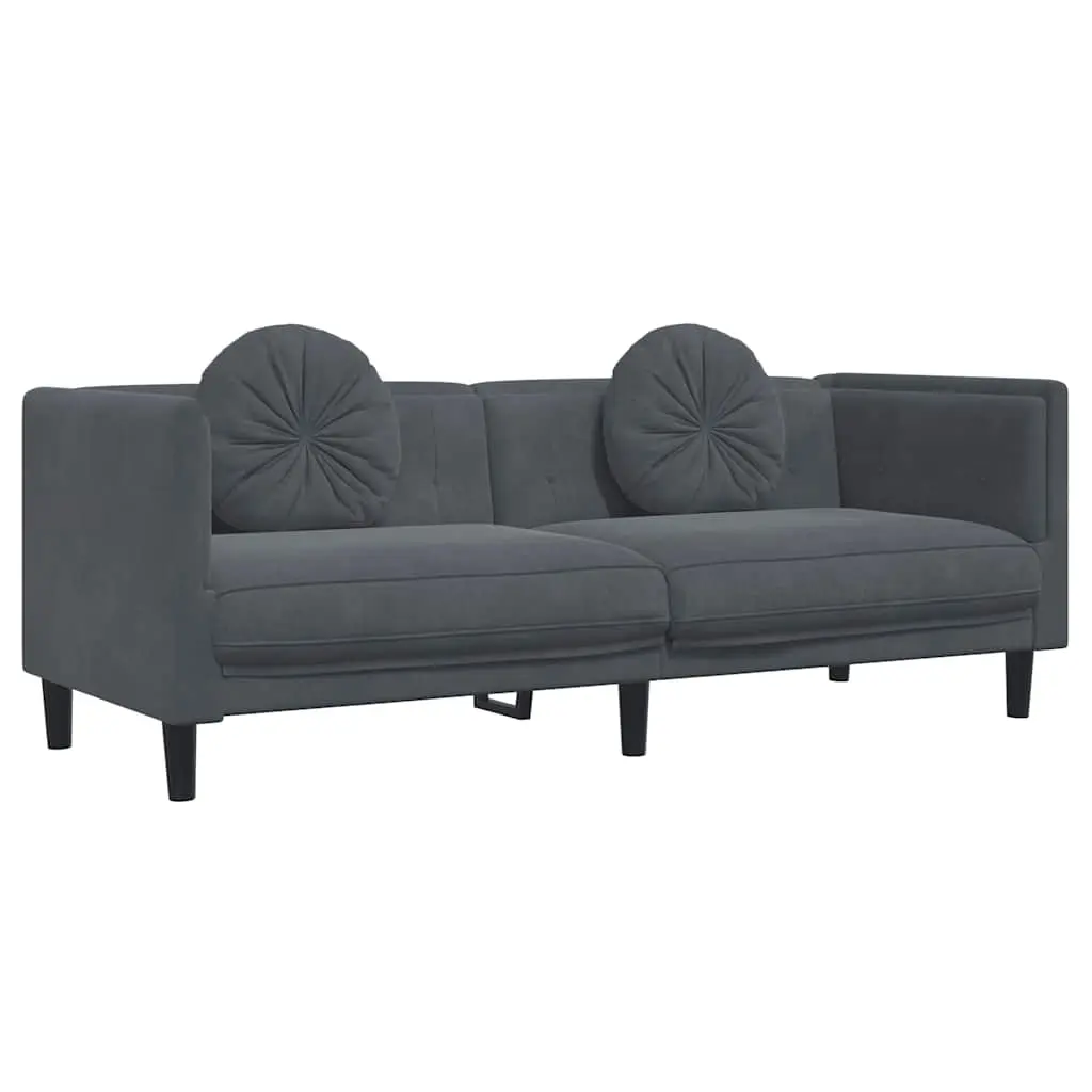 Sofa with Cushions 3-Seater Dark Grey Velvet 372643