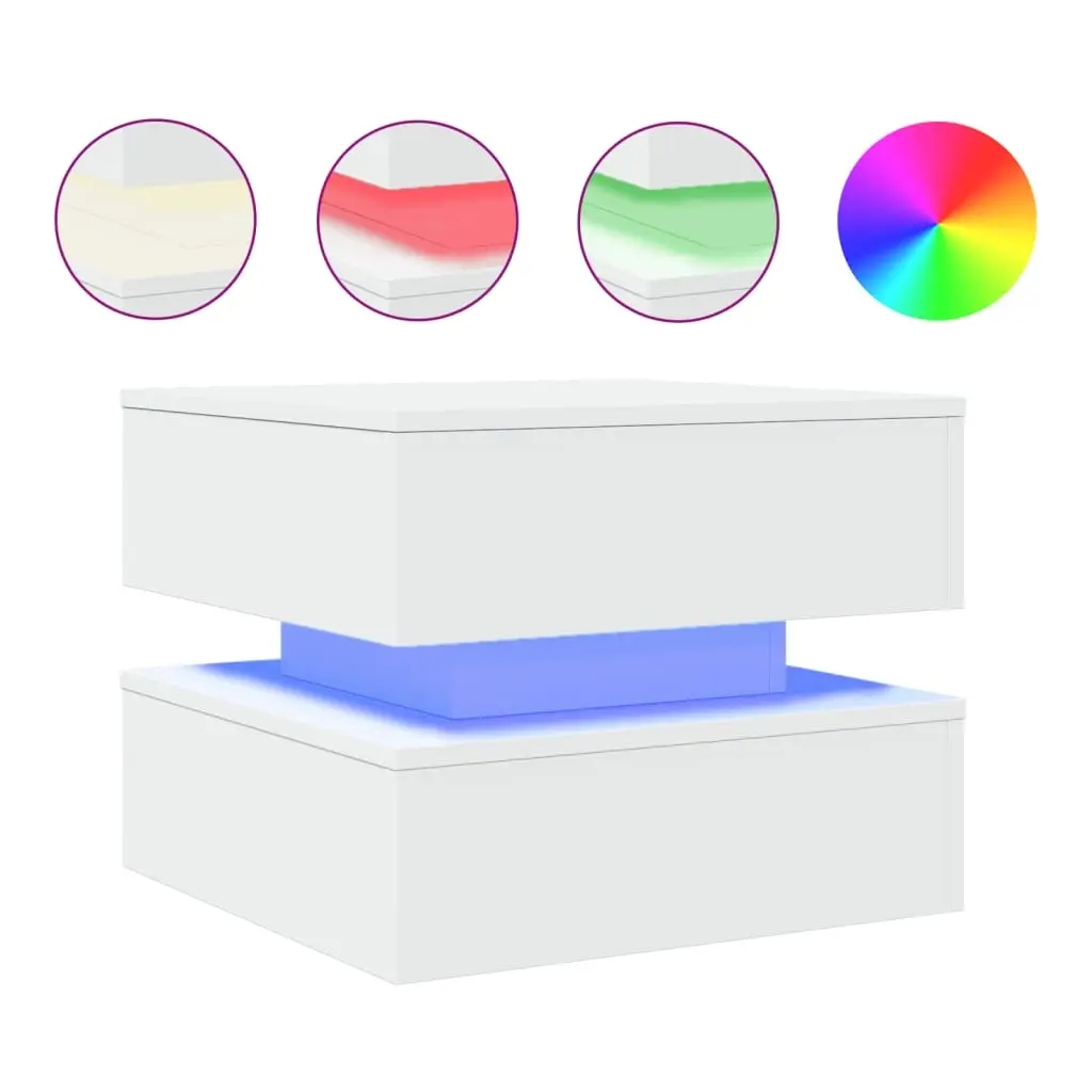 Coffee Table with LED Lights White 50x50x40 cm 839854 - Furniture