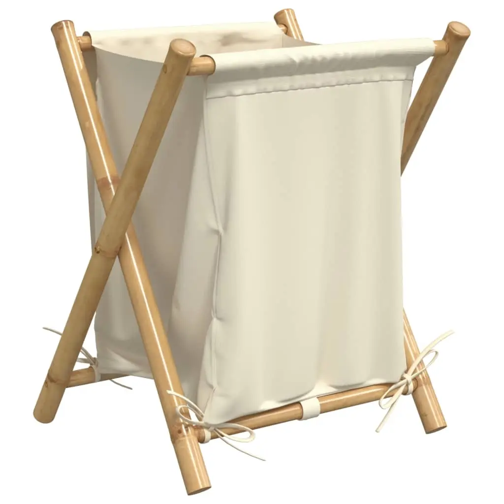 Laundry Basket Cream White 45x55x63.5 cm Bamboo 368035 - Home & Garden