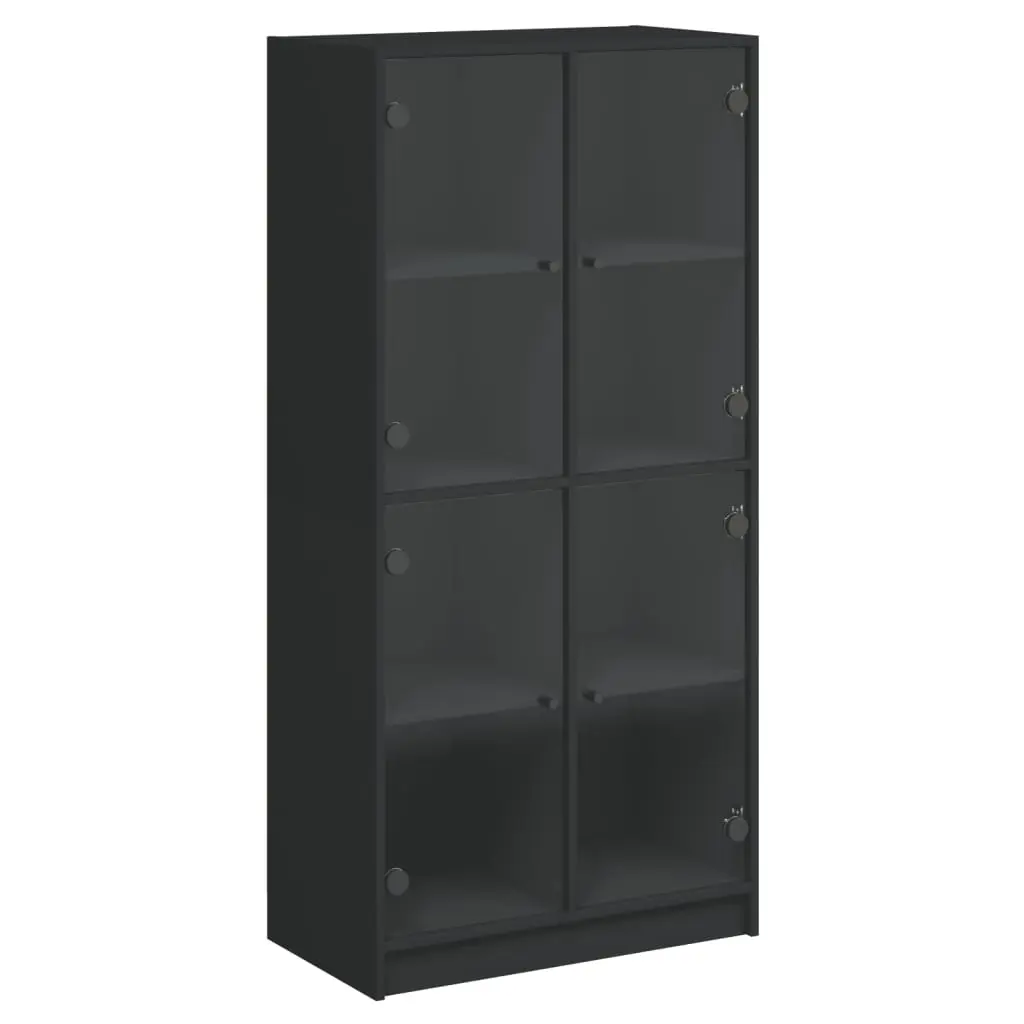 Highboard with Doors Black 68x37x142 cm Engineered Wood 3295858 - Furniture