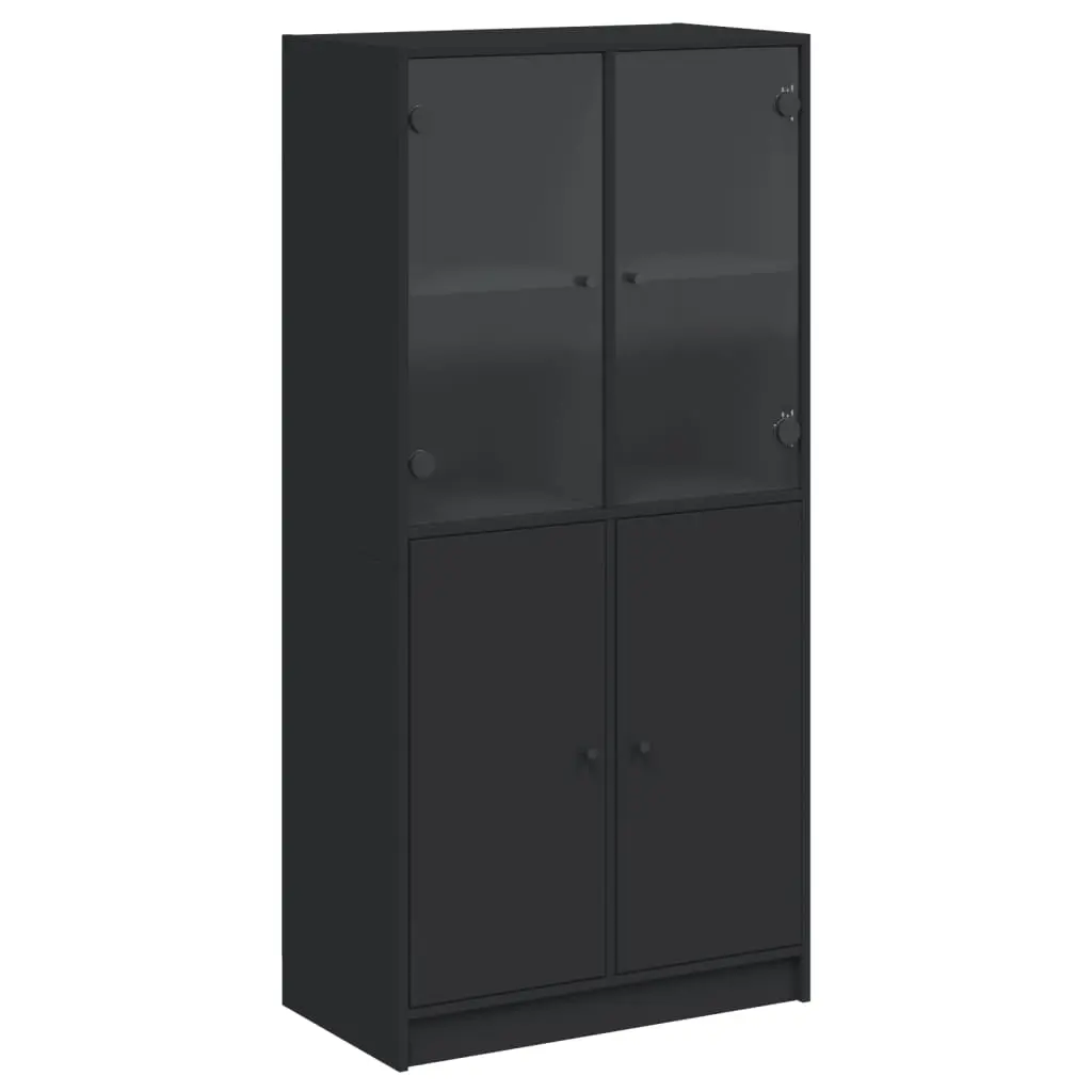 Highboard with Doors Black 68x37x142 cm Engineered Wood 3295865 - Furniture