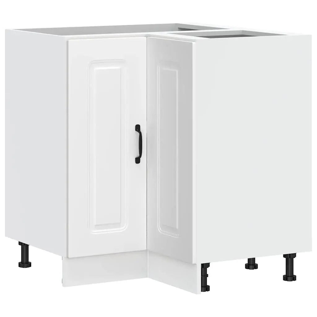 Kitchen Corner Base Cabinet Kalmar White Engineered Wood 853507 - Furniture