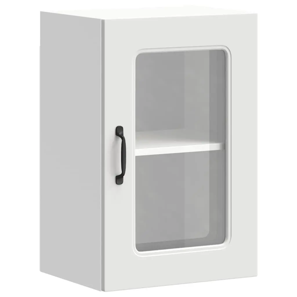 Kitchen Wall Cabinet with Glass Door Kalmar White Engineered Wood 853527 - Furniture