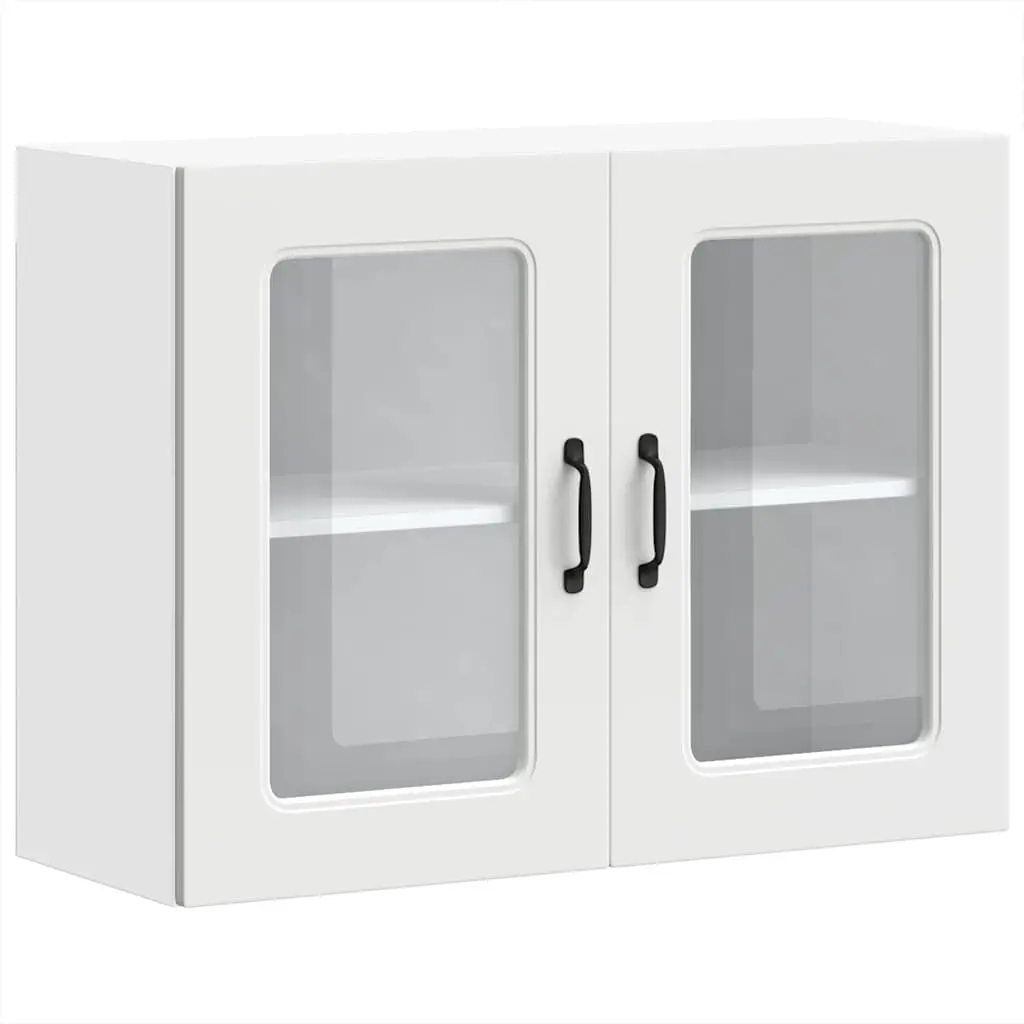 Kitchen Wall Cabinet with Glass Door Kalmar White Engineered Wood 853607 - Furniture