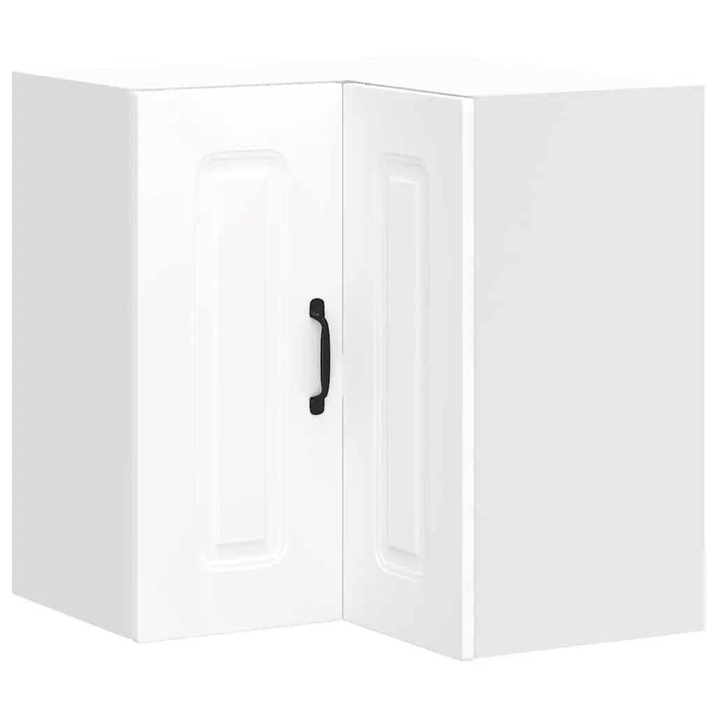 Kitchen Wall Corner Cabinet Kalmar White Engineered Wood 853617 - Furniture
