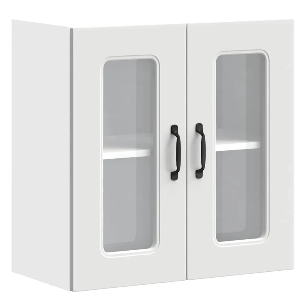 Kitchen Wall Cabinet with Glass Door Kalmar White Engineered Wood 853667 - Furniture