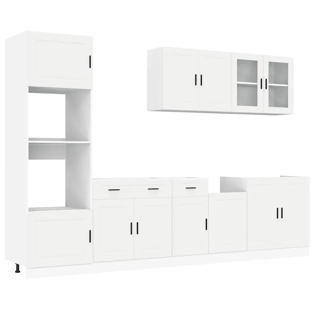 7 Piece Kitchen Cabinet Set "Porto" White Engineered Wood 3314751 - Furniture