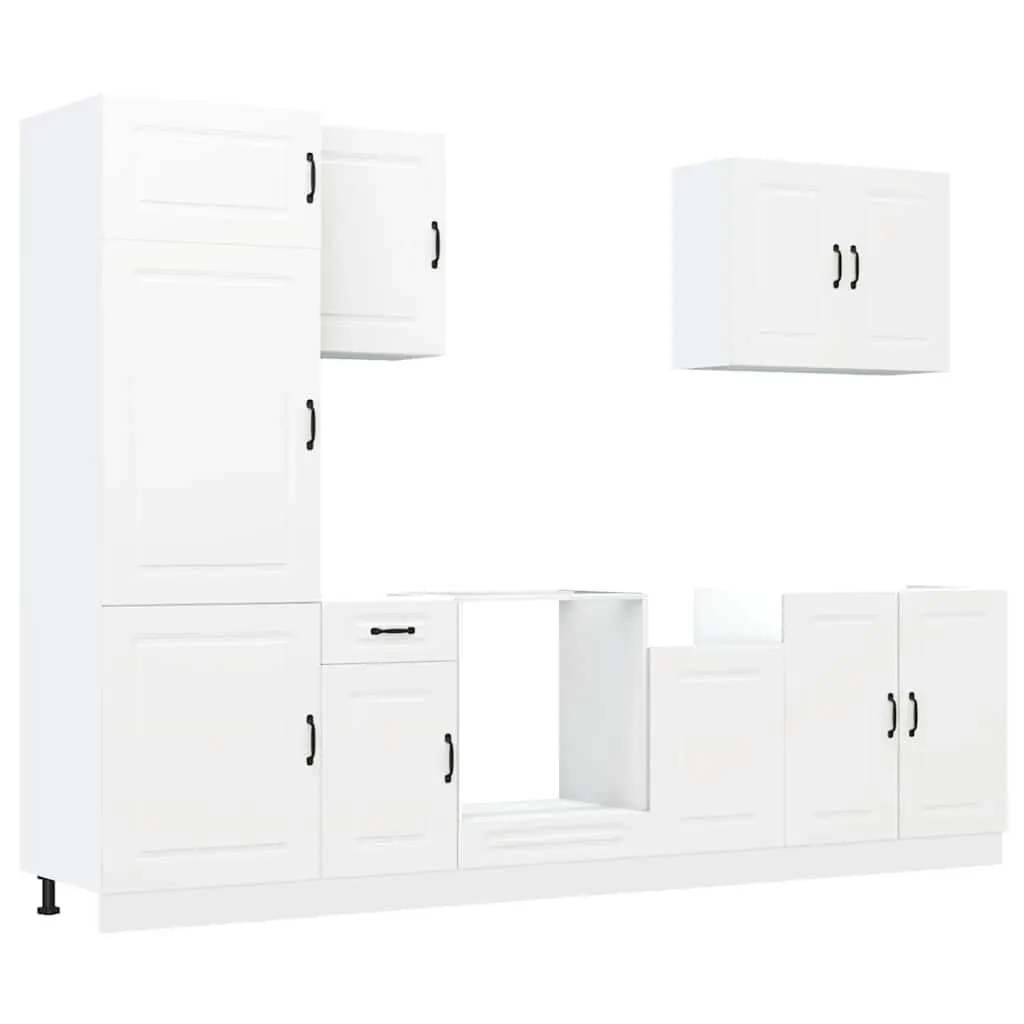 7 Piece Kitchen Cabinet Set Kalmar White Engineered Wood 3314761 - Furniture